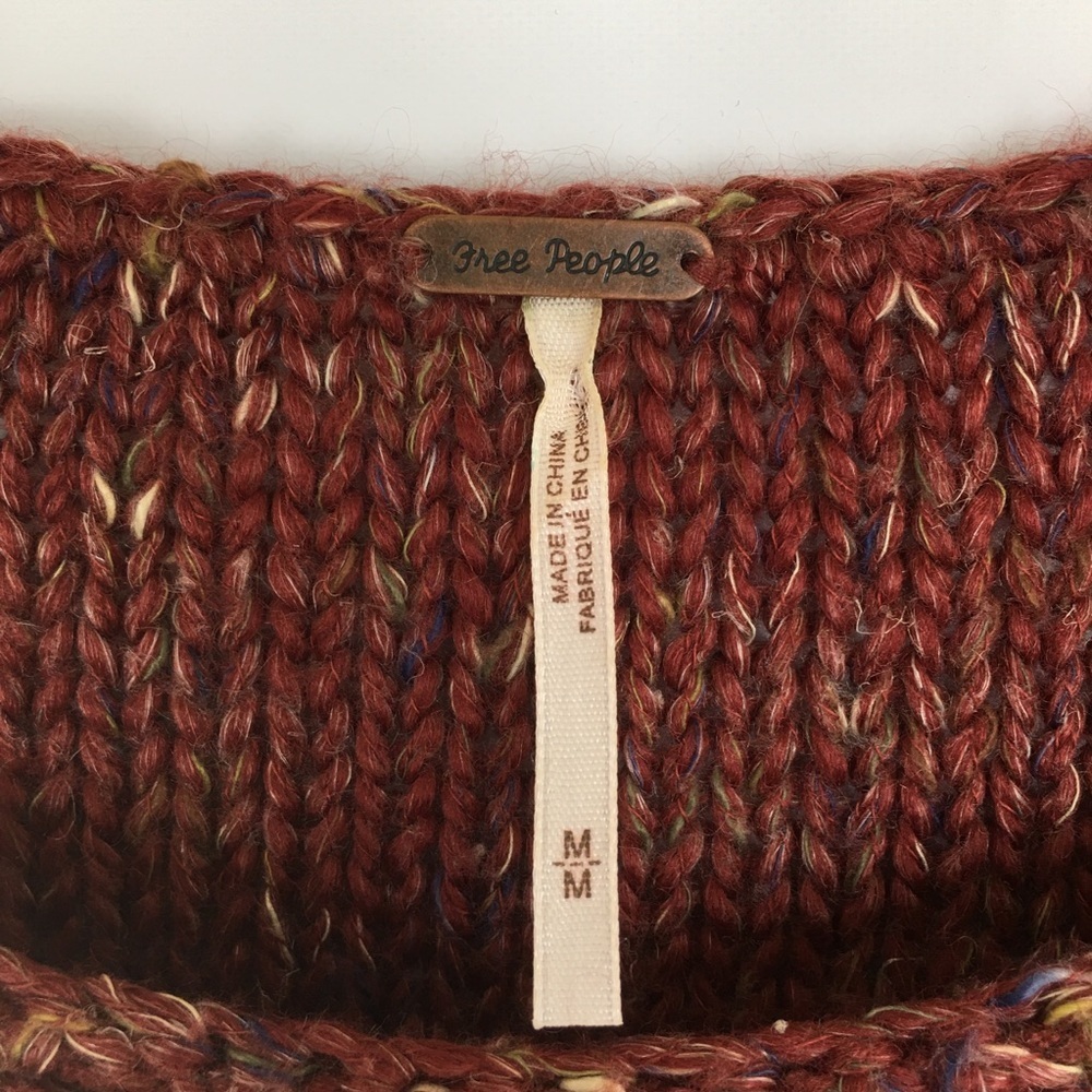 Free People Northern Lights Sweater Mini Dress Wool Blend Knit Rust Red Size M - Picture 10 of 16